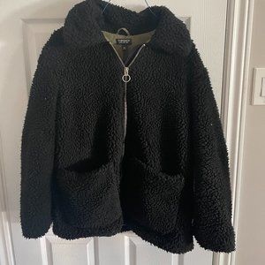 Topshop Black Fleece Jacket